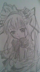 Rating: Safe Score: 0 Tags: 1girl flower hair_flower image long_hair looking_at_viewer monochrome shinku simple_background solo traditional_media upper_body User: admin