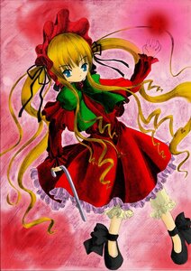 Rating: Safe Score: 0 Tags: 1girl auto_tagged blonde_hair bloomers blue_eyes bonnet bow bowtie dress frills full_body image long_hair long_sleeves looking_at_viewer marker_(medium) red_dress shinku shoes sidelocks solo standing traditional_media twintails underwear User: admin