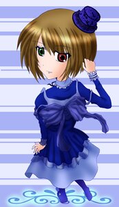 Rating: Safe Score: 0 Tags: 1girl blue_dress brown_hair dress frills full_body green_eyes hat heterochromia image long_sleeves looking_at_viewer pantyhose red_eyes short_hair solo souseiseki striped striped_background top_hat vertical_stripes User: admin