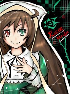 Rating: Safe Score: 0 Tags: 1girl bangs brown_hair dress frills green_eyes head_scarf heterochromia image long_hair long_sleeves looking_at_viewer red_eyes smile solo suiseiseki User: admin