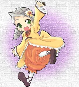 Rating: Safe Score: 0 Tags: 1girl :d auto_tagged bloomers blush dress drill_hair full_body green_eyes image kanaria long_sleeves open_mouth orange_dress outstretched_arms smile solo twin_drills yellow_dress User: admin