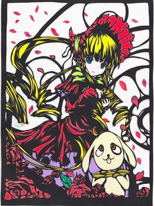 Rating: Safe Score: 0 Tags: 1girl blonde_hair blue_eyes bonnet dress flower image long_hair long_sleeves looking_at_viewer petals red_dress red_flower red_rose rose rose_petals shinku solo traditional_media twintails User: admin