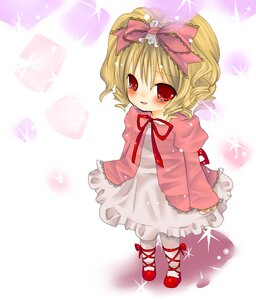 Rating: Safe Score: 0 Tags: 1girl artist_request blonde_hair blush bow dress frills hair_bow hair_ribbon hina_ichigo hinaichigo image imageboard_desourced long_sleeves non-web_source oekaki pink_bow red_eyes red_footwear ribbon rozen_maiden shoes short_hair solo sparkle standing striped striped_background tears User: admin