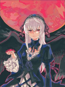 Rating: Safe Score: 0 Tags: 1girl black_wings dress feathered_wings flower frilled_sleeves frills full_moon gothic_lolita hairband image juliet_sleeves lolita_hairband long_hair long_sleeves looking_at_viewer moon pink_eyes red_moon ribbon silver_hair solo suigintou wings User: admin