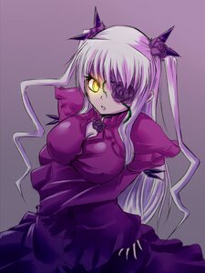 Rating: Safe Score: 0 Tags: 1girl barasuishou breasts cleavage dress eyepatch flower frills hair_flower hair_ornament image large_breasts long_hair long_sleeves purple_dress purple_flower rose solo very_long_hair yellow_eyes User: admin