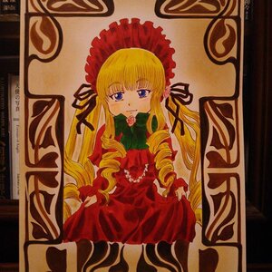 Rating: Safe Score: 0 Tags: 1girl blonde_hair blue_eyes bonnet bow bowtie dress drill_hair flower green_bow green_neckwear image long_hair long_sleeves looking_at_viewer marker_(medium) pantyhose photo red_dress rose shinku solo traditional_media twin_drills twintails User: admin