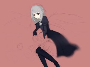 Rating: Safe Score: 0 Tags: 1girl black_dress dress expressionless frills image juliet_sleeves long_sleeves looking_at_viewer puffy_sleeves red_eyes simple_background sitting solo suigintou User: admin