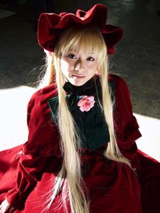 Rating: Safe Score: 0 Tags: 1girl blonde_hair dress flower hat lips long_hair long_sleeves looking_at_viewer realistic red_dress rose shinku solo upper_body User: admin