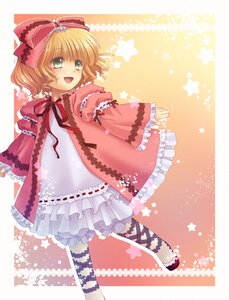 Rating: Safe Score: 0 Tags: 1girl :d bad_id bad_pixiv_id blonde_hair bow dress en_la_festa frills green_eyes hair_bow hina_ichigo hinaichigo image long_sleeves looking_at_viewer open_mouth pantyhose pink_bow ribbon rozen_maiden short_hair smile solo standing star_(symbol) starry_background User: admin