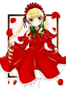 Rating: Safe Score: 0 Tags: 1girl blonde_hair blue_eyes blush bonnet bow bowtie dress drill_hair flower green_bow image long_hair long_sleeves looking_at_viewer pantyhose petals red_dress rose rose_petals shinku solo twin_drills twintails white_legwear User: admin