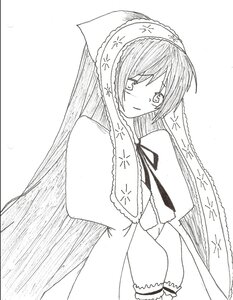 Rating: Safe Score: 0 Tags: 1girl blush dress frills greyscale hairband image long_hair long_sleeves looking_at_viewer monochrome ribbon solo suiseiseki tears very_long_hair white_background User: admin