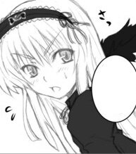Rating: Safe Score: 0 Tags: 1girl bare_shoulders blush flying_sweatdrops greyscale image looking_at_viewer monochrome ribbon simple_background solo suigintou upper_body white_background wings User: admin