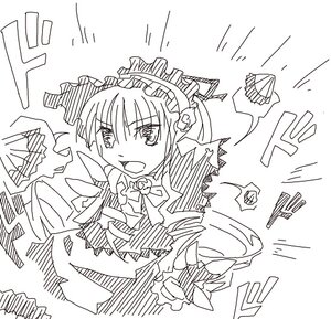 Rating: Safe Score: 0 Tags: 1girl bow bowtie dress emphasis_lines frills greyscale image long_sleeves looking_at_viewer monochrome open_mouth ribbon shinku simple_background solo white_background User: admin