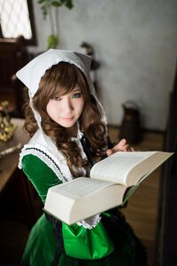 Rating: Safe Score: 0 Tags: 1girl blurry blurry_background blurry_foreground brown_hair depth_of_field dress green_dress green_eyes indoors lips long_hair looking_at_viewer photo smile solo suiseiseki User: admin