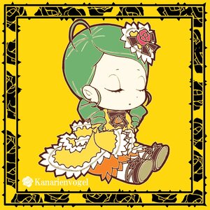 Rating: Safe Score: 0 Tags: 1girl ahoge auto_tagged border chibi closed_eyes dress flower green_hair hair_ornament image kanaria rose simple_background solo yellow_background yellow_theme User: admin