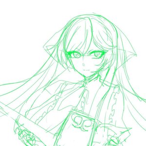 Rating: Safe Score: 0 Tags: 1girl green_theme image jacket long_hair looking_at_viewer monochrome sketch smile solo suiseiseki upper_body User: admin