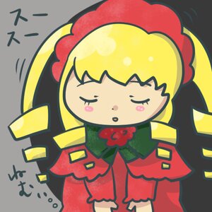 Rating: Safe Score: 0 Tags: 1girl blonde_hair blush_stickers chibi closed_eyes image shinku solo User: admin