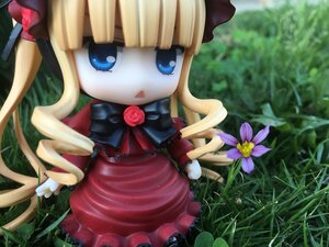 Rating: Safe Score: 0 Tags: 1girl bangs blonde_hair blue_eyes blunt_bangs bow bowtie doll dress flower long_hair looking_at_viewer red_dress shinku sidelocks solo User: admin