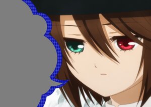 Rating: Safe Score: 0 Tags: 1girl brown_hair camera close-up closed_mouth expressionless face hair_between_eyes image looking_at_viewer portrait red_eyes short_hair simple_background solo souseiseki User: admin