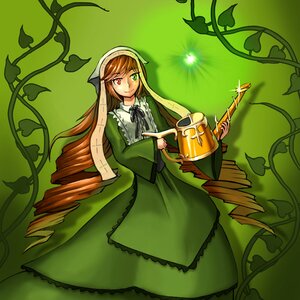 Rating: Safe Score: 0 Tags: 1girl auto_tagged brown_hair dress drill_hair frills green_dress green_eyes heterochromia image long_hair long_sleeves looking_at_viewer plant red_eyes solo suiseiseki tail twin_drills very_long_hair vines watering_can wings User: admin
