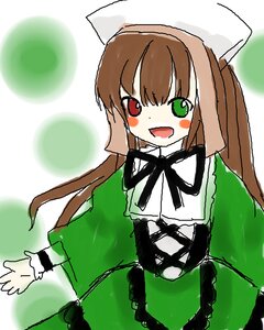 Rating: Safe Score: 0 Tags: 1girl :d brown_hair dress green_dress green_eyes head_scarf heterochromia image long_hair long_sleeves looking_at_viewer open_mouth red_eyes smile solo suiseiseki very_long_hair User: admin