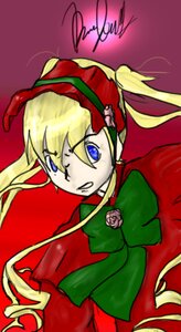 Rating: Safe Score: 0 Tags: 1girl auto_tagged blonde_hair blue_eyes bow capelet dress flower image long_hair long_sleeves looking_at_viewer rose shinku simple_background solo twintails User: admin