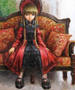 Rating: Safe Score: 0 Tags: 1girl bad_id bad_pixiv_id bangs black_footwear blonde_hair blue_eyes bonnet bow chair dress full_body image lace lolita_fashion long_hair long_sleeves looking_at_viewer red_dress rozen_maiden shinku shoes sitting solo tafuto traditional_media User: admin