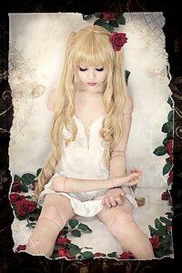 Rating: Safe Score: 0 Tags: 1girl bandages blonde_hair closed_eyes doll_joints dress flower hair_flower hair_ornament lips long_hair pink_rose red_flower red_rose rose shinku sitting solo thorns twintails User: admin