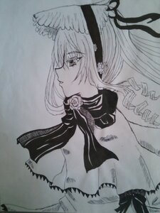 Rating: Safe Score: 0 Tags: 1girl bonnet drill_hair flower from_side image lace long_hair monochrome profile ribbon shinku solo suigintou traditional_media upper_body User: admin
