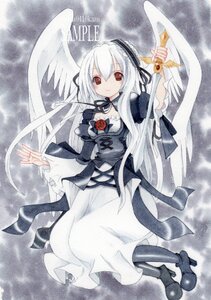 Rating: Safe Score: 0 Tags: 1girl boots dress flower frills hairband image long_hair long_sleeves looking_at_viewer marker_(medium) red_eyes ribbon rose sample smile solo suigintou traditional_media watercolor_(medium) white_hair wings User: admin