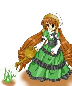 Rating: Safe Score: 0 Tags: 1girl :d brown_hair dress frills full_body green_dress green_eyes hat head_scarf image long_hair long_sleeves looking_at_viewer open_mouth smile solo standing suiseiseki twin_drills very_long_hair watering_can User: admin