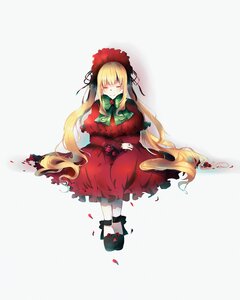 Rating: Safe Score: 0 Tags: 1girl blonde_hair blood bonnet bow closed_eyes dress flower image long_hair petals red_capelet ribbon shinku sleeping solo twintails very_long_hair User: admin