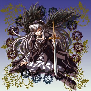 Rating: Safe Score: 0 Tags: 1girl auto_tagged dress flower frills hairband image long_hair pink_eyes rose silver_hair smile solo suigintou sword weapon wings User: admin