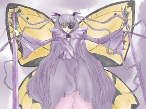 Rating: Safe Score: 0 Tags: 1girl barasuishou cloak dress gem image long_hair long_sleeves looking_at_viewer purple_dress ribbon smile solo standing twintails very_long_hair weapon User: admin