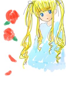 Rating: Safe Score: 0 Tags: 1girl bangs blonde_hair blue_eyes flower hair_ribbon image long_hair looking_at_viewer red_flower red_rose ribbon rose shinku simple_background solo striped twintails User: admin