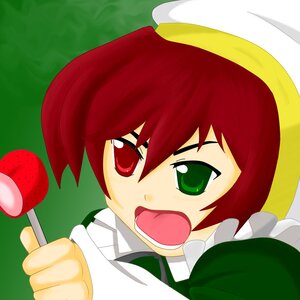 Rating: Safe Score: 0 Tags: 1girl :d food fruit green_eyes image open_mouth red_eyes red_hair smile solo strawberry suiseiseki User: admin