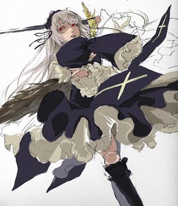 Rating: Safe Score: 0 Tags: 1girl 8981 bad_id bad_pixiv_id black_wings doll_joints dress feathers flower frills hairband image joints kneehighs long_hair long_sleeves red_eyes rose rozen_maiden silver_hair socks solo suigintou sword weapon wings User: admin