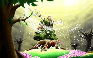 Rating: Safe Score: 0 Tags: 1boy blonde_hair flower grass image solo suiseiseki tree weapon User: admin