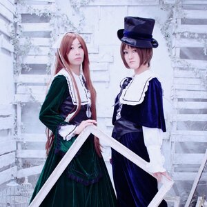 Rating: Safe Score: 0 Tags: 2girls blue_dress blue_eyes brown_hair building dress hat long_hair long_sleeves looking_at_viewer multiple_cosplay multiple_girls short_hair siblings sisters standing swept_bangs sword tagme top_hat twins User: admin