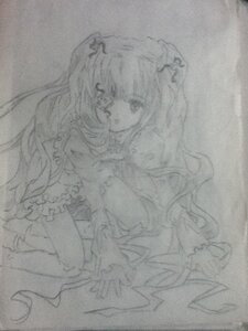 Rating: Safe Score: 0 Tags: 1girl frills greyscale image kirakishou long_hair monochrome sketch solo traditional_media User: admin