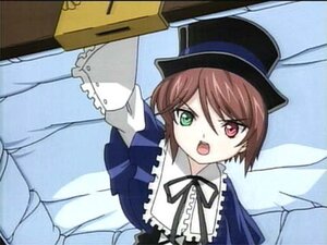 Rating: Safe Score: 0 Tags: 1girl blue_dress brown_hair dress frills green_eyes hat heterochromia image in_box long_sleeves looking_at_viewer open_mouth red_eyes ribbon short_hair solo souseiseki suiseiseki top_hat User: admin