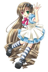 Rating: Safe Score: 0 Tags: 1girl :d apron blue_dress bow brown_hair dress full_body green_eyes hair_bow heterochromia image long_hair open_mouth puffy_short_sleeves red_eyes shoes short_sleeves simple_background smile solo standing striped striped_legwear suiseiseki very_long_hair User: admin