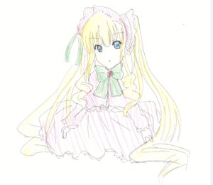 Rating: Safe Score: 0 Tags: 1girl :o blonde_hair blue_eyes bow bowtie dress image long_hair long_sleeves looking_at_viewer shinku simple_background solo striped twintails vertical_stripes very_long_hair white_background User: admin
