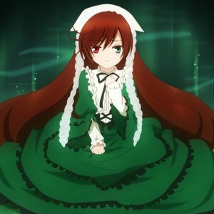 Rating: Safe Score: 0 Tags: 1girl brown_hair dress frills green_dress green_eyes heterochromia image long_hair long_sleeves looking_at_viewer red_eyes ribbon solo suiseiseki very_long_hair User: admin