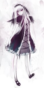 Rating: Safe Score: 0 Tags: 1girl dress frills full_body hairband image long_hair long_sleeves looking_at_viewer red_eyes ribbon shoes solo standing suigintou very_long_hair wings User: admin