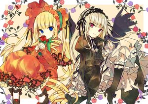 Rating: Safe Score: 0 Tags: 2girls black_dress blonde_hair blue_eyes bonnet boots capelet commentary_request dress drill_hair feathers flower frilled_sleeves frills gothic_lolita hairband hanabana_tsubomi highres image knee_boots lolita_fashion lolita_hairband long_hair long_sleeves looking_at_viewer multiple_girls pair purple_flower purple_rose red_dress red_eyes red_flower red_rose ribbon rose rozen_maiden shinku silver_hair sitting smile suigintou twintails wings User: admin