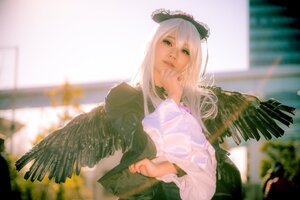 Rating: Safe Score: 0 Tags: 1girl bangs blurry blurry_background blurry_foreground depth_of_field dress feathered_wings green_eyes lips long_hair long_sleeves looking_at_viewer solo suigintou upper_body wide_sleeves wings User: admin