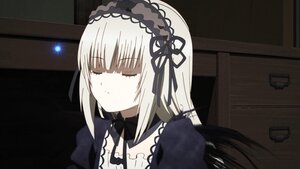 Rating: Safe Score: 0 Tags: 1girl bangs black_dress black_ribbon closed_eyes closed_mouth detached_collar dress eyebrows_visible_through_hair hairband image long_hair puffy_sleeves ribbon silver_hair solo suigintou User: admin