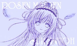 Rating: Safe Score: 0 Tags: 1girl blue_theme dress feathers hair_ribbon hairband image long_hair looking_at_viewer monochrome purple_theme ribbon smile solo suigintou User: admin