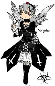 Rating: Safe Score: 0 Tags: 1girl boots dress flower full_body image long_hair long_sleeves looking_at_viewer red_eyes smile solo standing suigintou wings User: admin